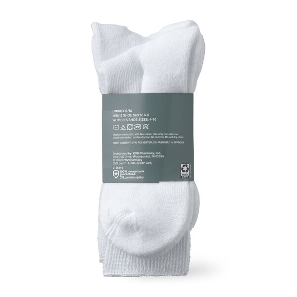 CVS Health Non-Binding Comfort Crew Socks for Diabetics Unisex, 3 Pairs