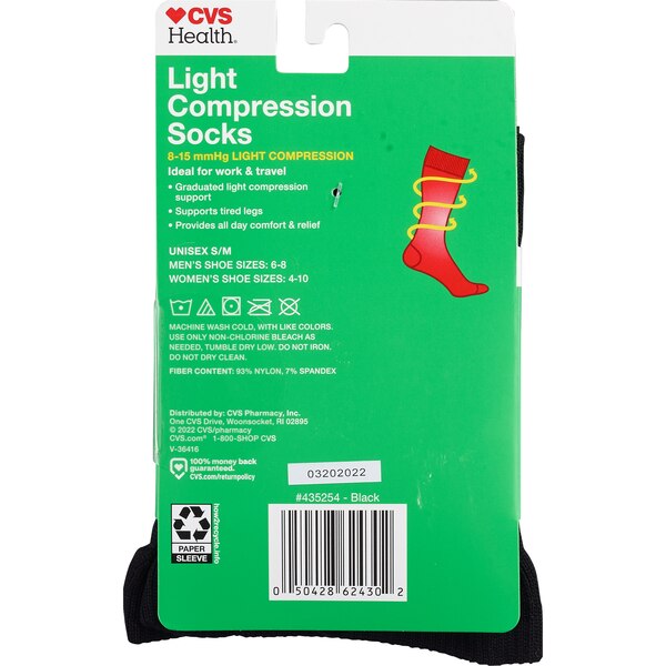 CVS Health Over-the-Calf Length Compression Socks Unisex, 1 Pair, Black