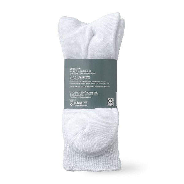 CVS Health Non-Binding Comfort Crew Socks for Diabetics Unisex, 3 Pairs