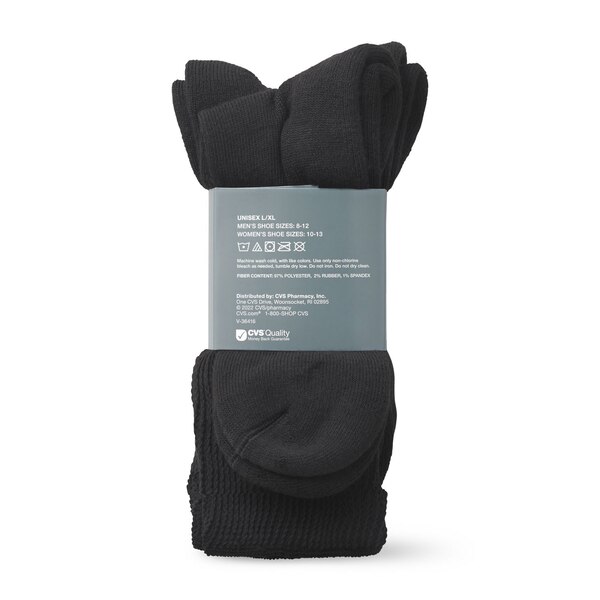 CVS Health Non-Binding Comfort Crew Socks for Diabetics Unisex, 3 Pairs