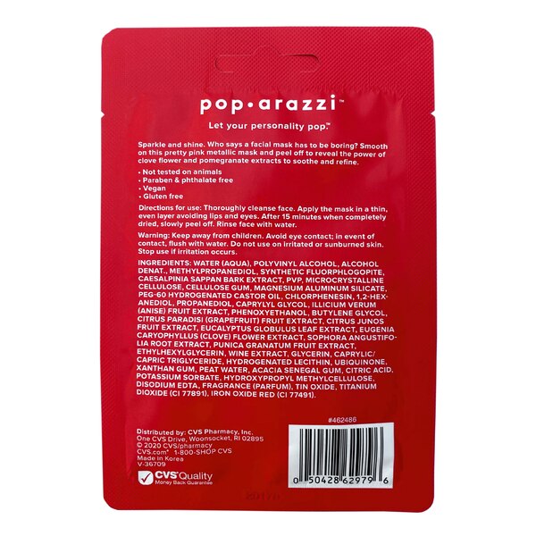Pop-arazzi Soothing Pomegranate Pink Metallic Peel Off Mask