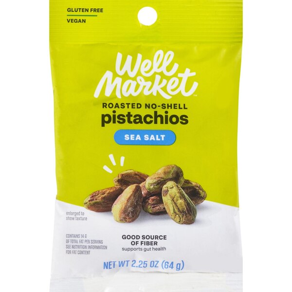 Well Market Sea Salt Roasted No-Shell Pistachios, 2.25 oz
