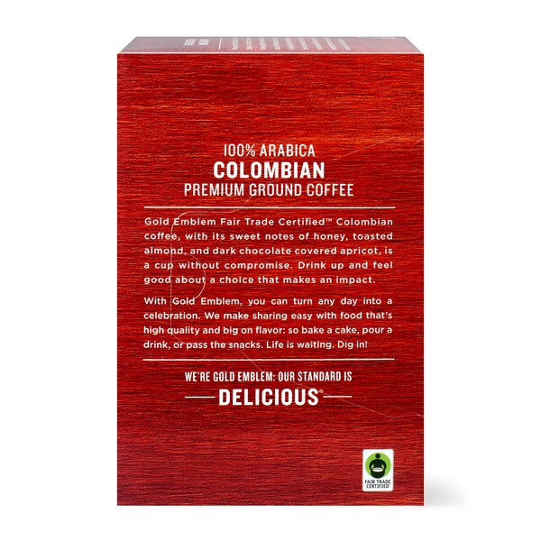 Gold Emblem Fair Trade Colombian Premium Ground Coffee Single-Serve Cups, 3.99 oz