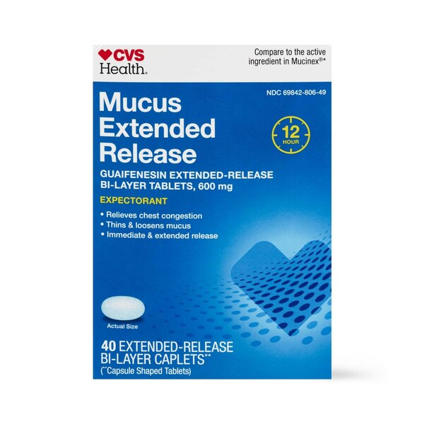 CVS Health 12HR Mucus Extended Release Tablets, 40 CT