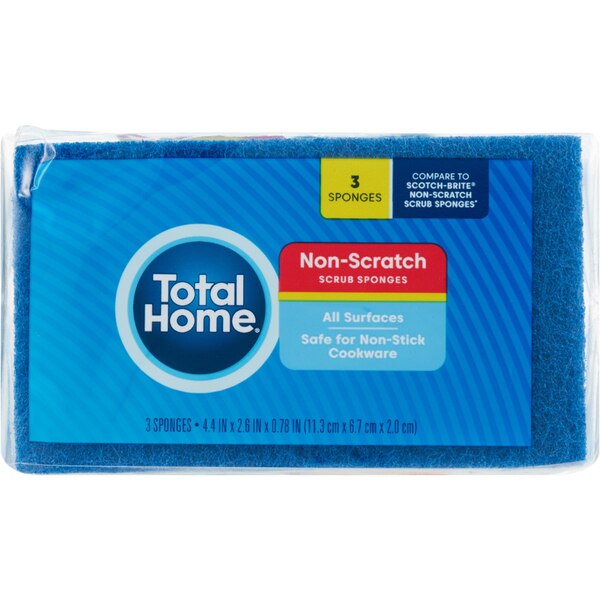 Total Home Non-Scratch Scrub Sponges, 3 CT