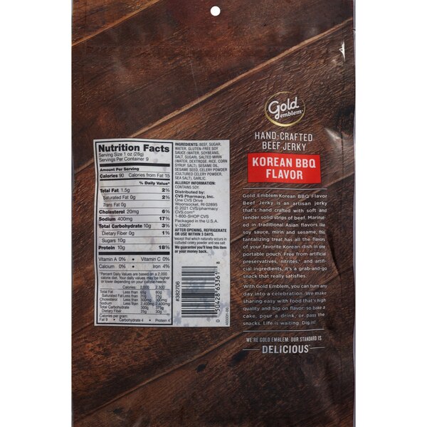 Gold Emblem Hand-Crafted Beef Jerky, Korean BBQ Flavor