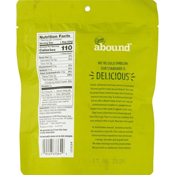 Gold Emblem Abound Berry Blend Freeze-Dried Fruit Crisps, 1 oz