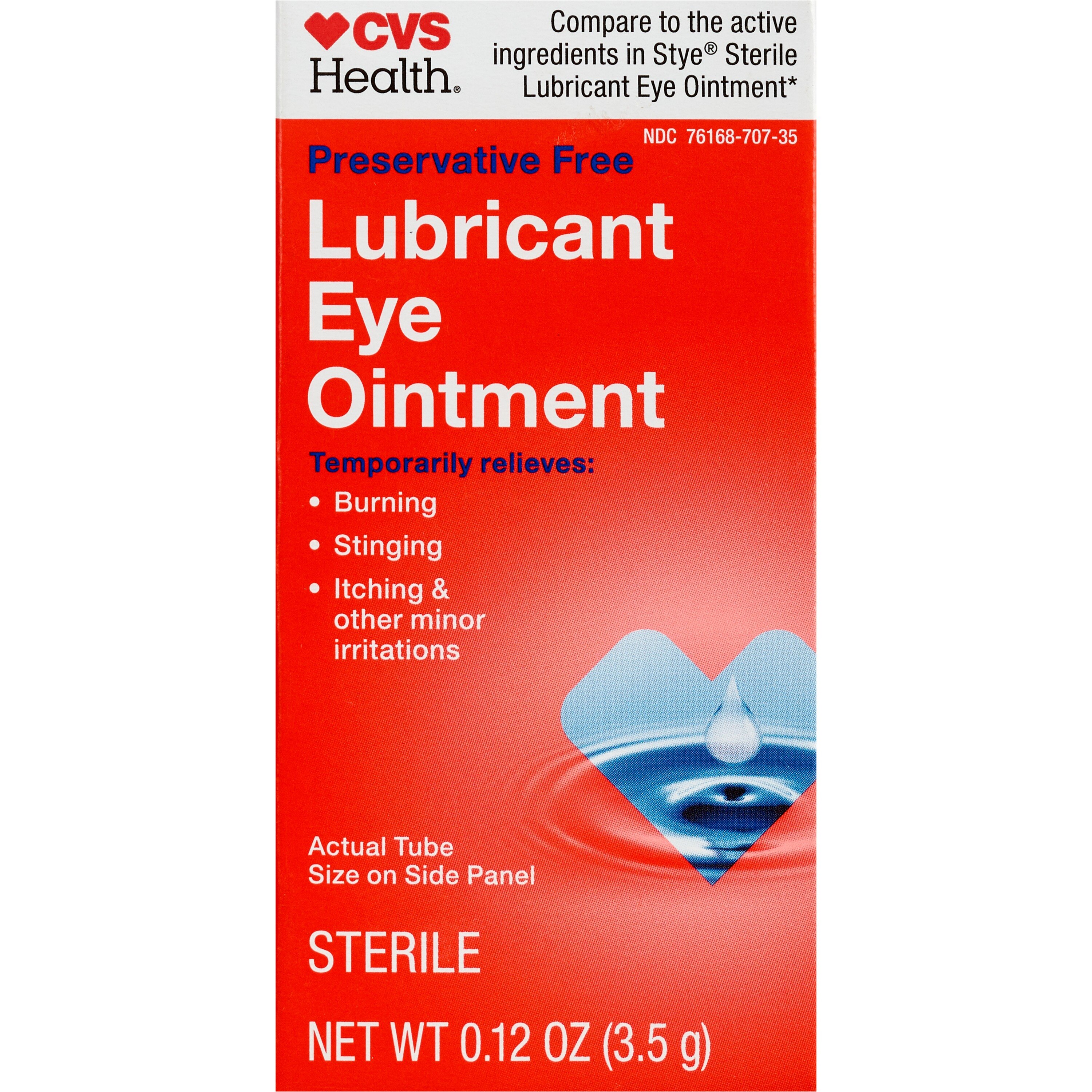CVS Health Lubricant Eye Ointment, Preservative Free, 0.12 OZ