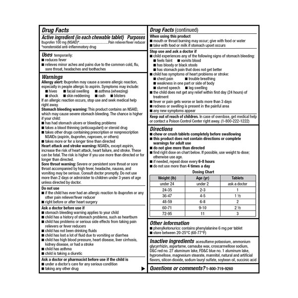CVS Health Children's Ibuprofen Chewable Tablets, Grape, 24 CT