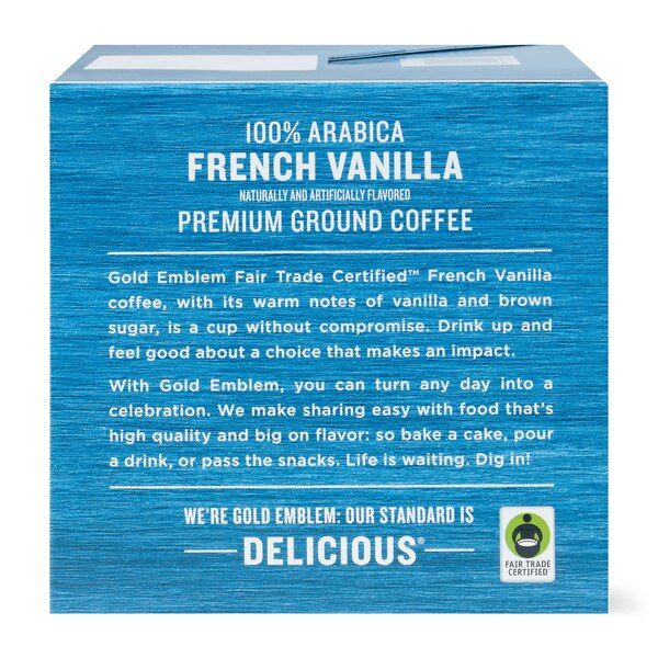 Gold Emblem Fair Trade Premium Ground Coffee Single-Serve Cups, French Vanilla, 12 ct, 3.99 oz