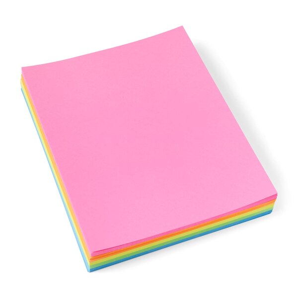 Caliber Bright Color Cardstock, 5 Assorted Colors, 8 1/2" x 11", 65 lb., 125 Sheets