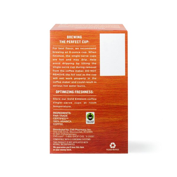 Gold Emblem Fair Trade Donut Shop Blend - Café molido premium, en vasitos de una porción