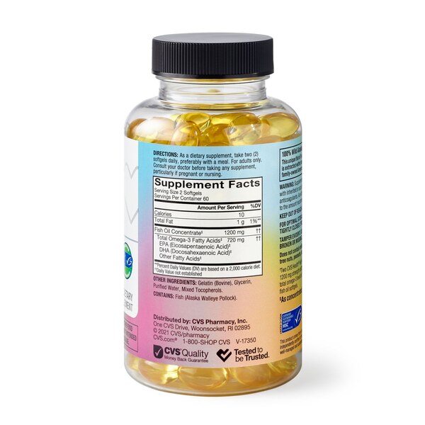 CVS Health Fish Oil Softgels, Half Size, 1200 MG