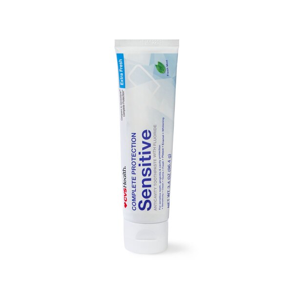 CVS Health Complete Protection Sensitive Fluoride Toothpaste, Extra Fresh, 3.4 OZ