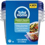 Total Home Medium Square Food Storage Containers, 32 oz, 4 ct, thumbnail image