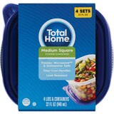Total Home Medium Square Food Storage Containers, 32 oz, 4 ct, thumbnail image