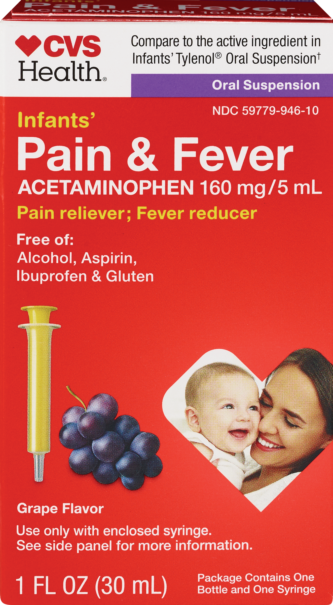 CVS Health Infants Pain + Fever Relief Grape Flavored, 1 OZ