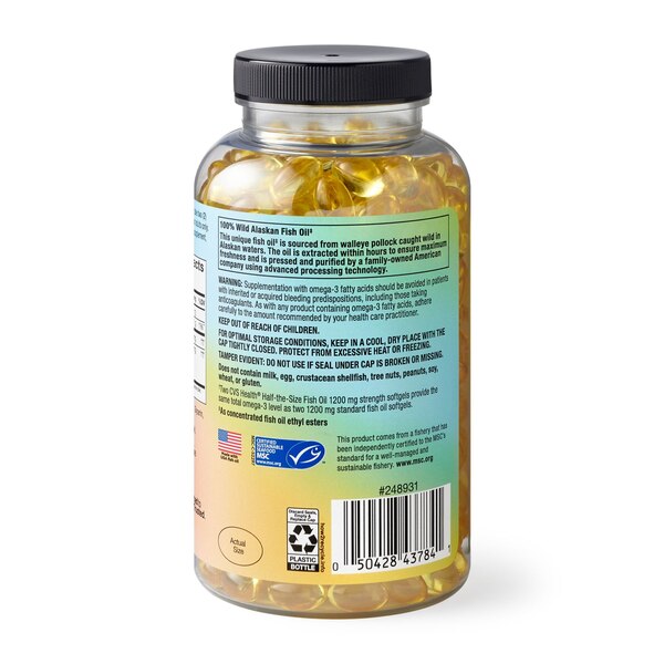CVS Health Fish Oil Softgels, Half Size, 1200 MG