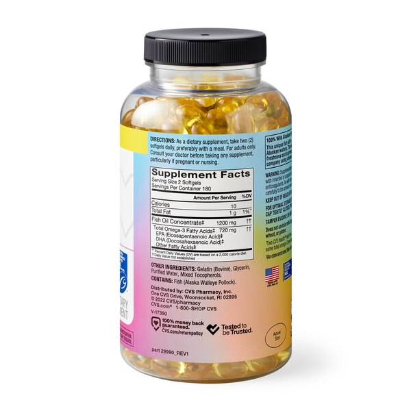 CVS Health Fish Oil Softgels, Half Size, 1200 MG