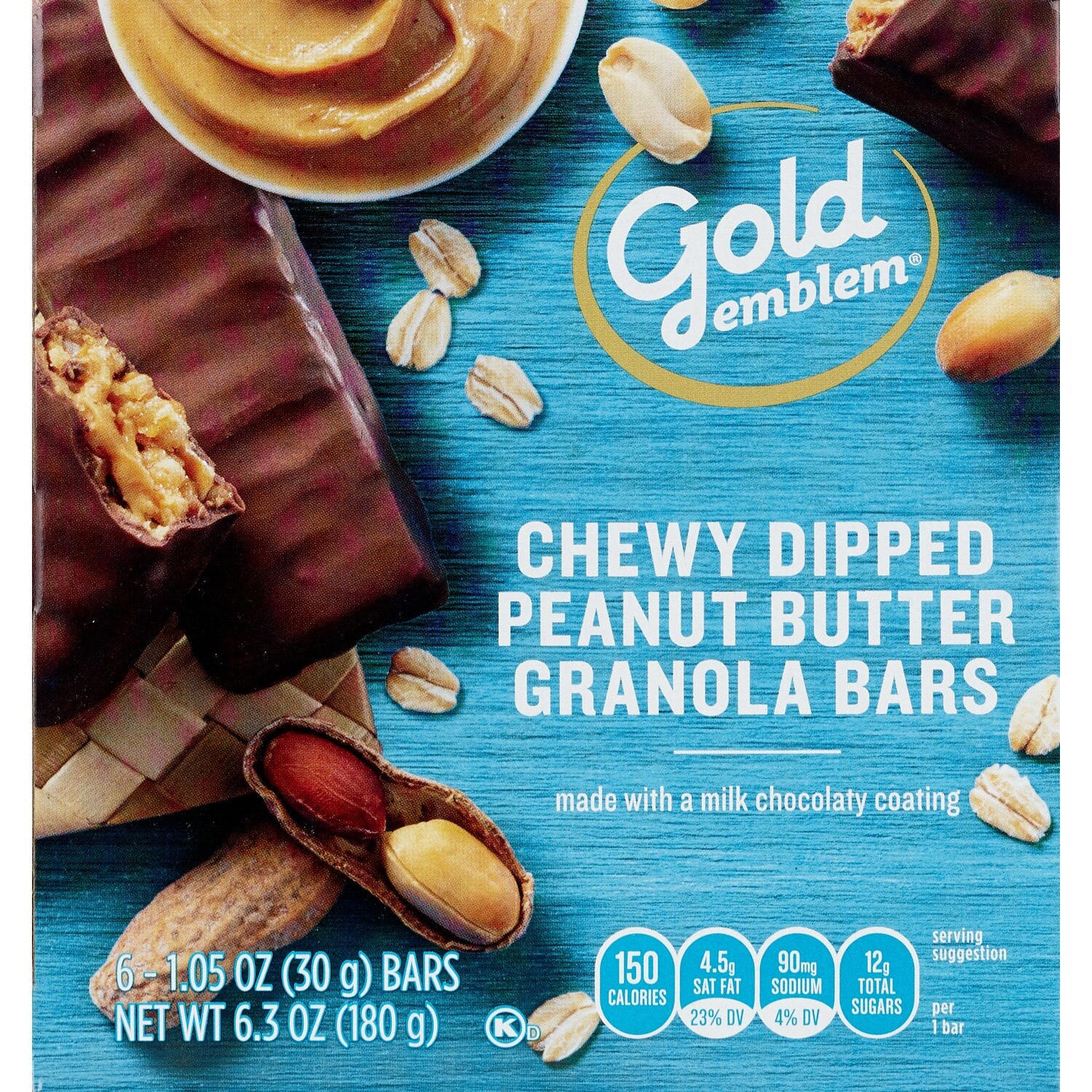 Gold Emblem Chewy Dipped Peanut Butter Granola Bars, 6 CT