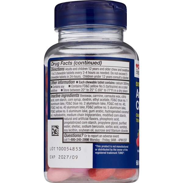 CVS Health Extra Strength Antacid Chewable Tablets, Wild Berry, 60 CT
