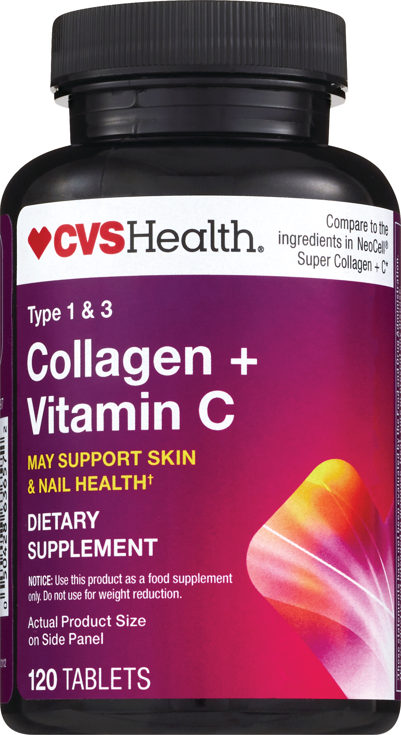 CVS Health Collagen + Vitamin C, Skin & Nail Health Dietary Supplement Tablets, 120 CT