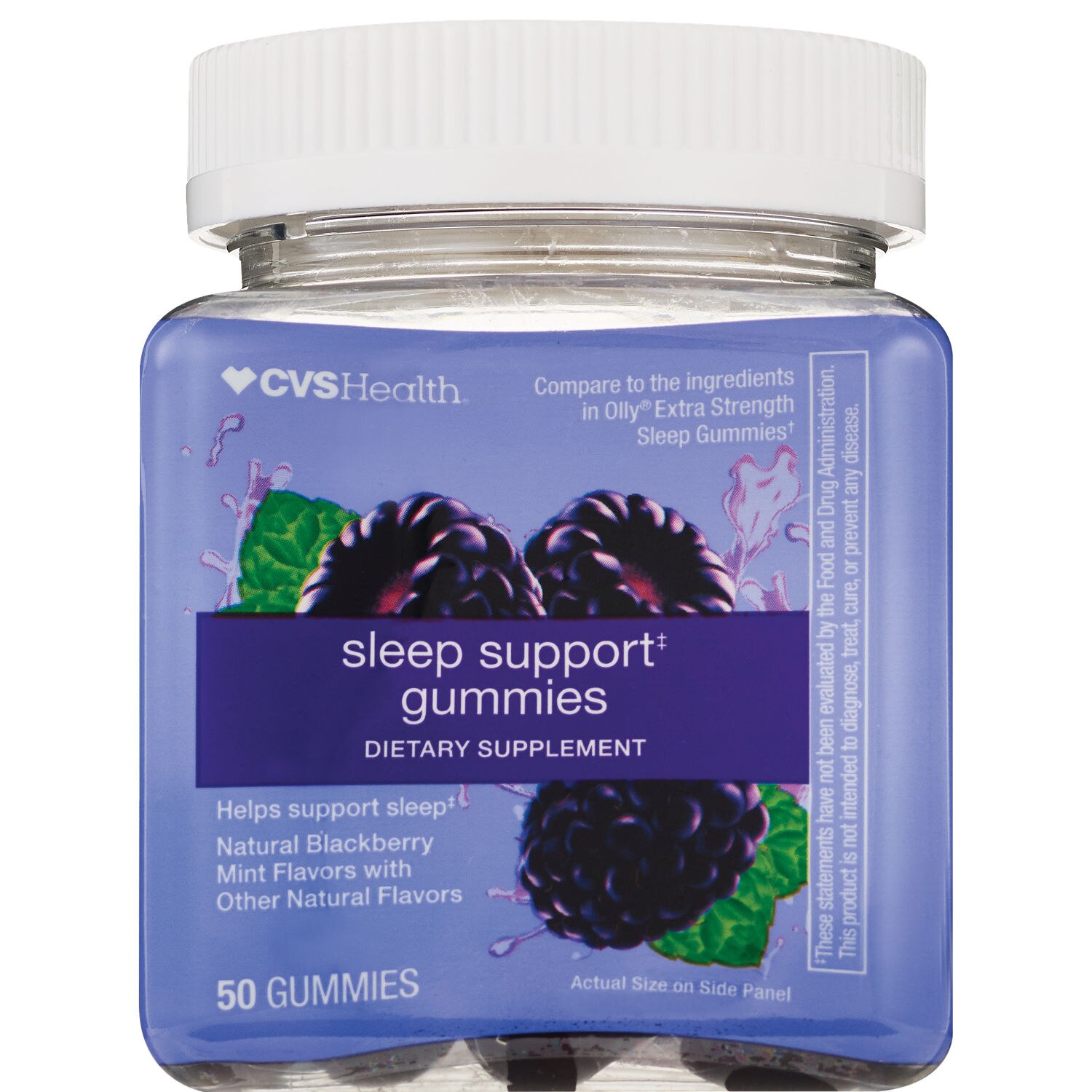 CVS Health Sleep Support Gummies, Natural Blackberry Mint Flavors, 50 CT