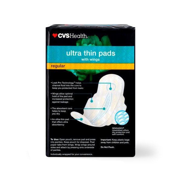CVS Ultra Thin Pads with Wings, Regular