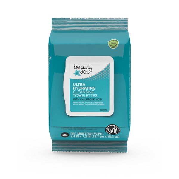 Beauty 360 Ultra Hydrating Cleansing Towelettes with Hyaluronic Acid, 25CT