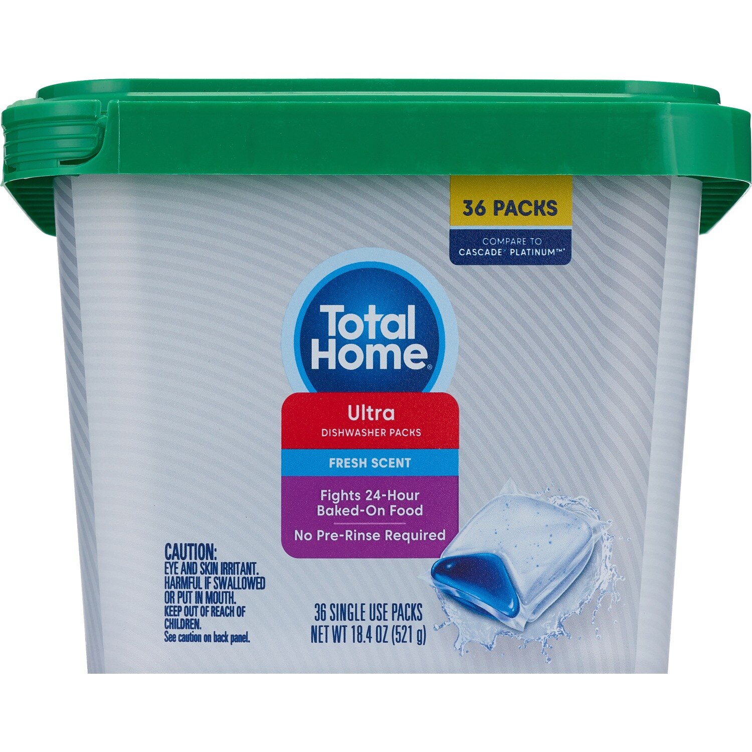 Total Home Ultra Dish Detergent Packs, Fresh Scent, 36 CT