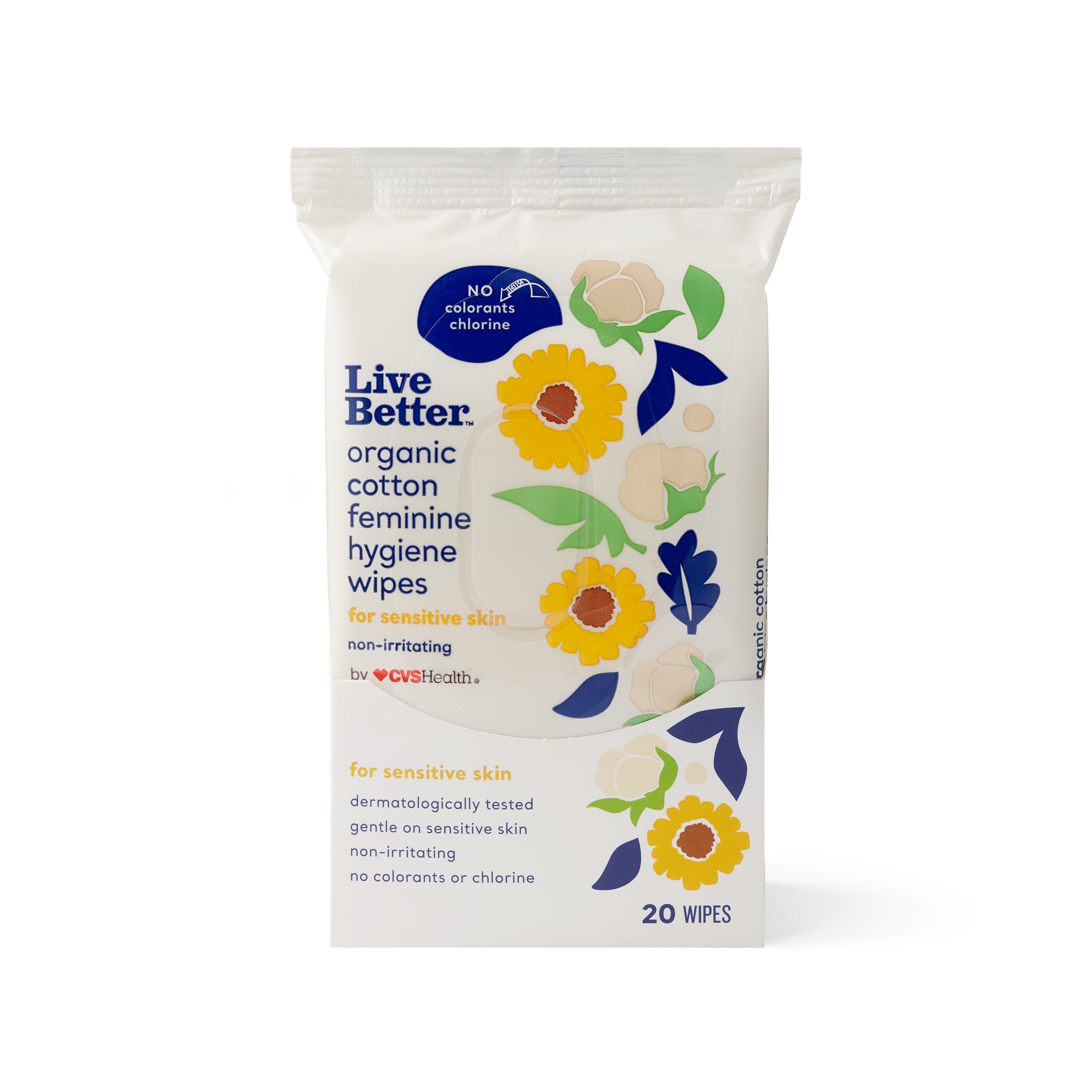 Live Better Organic Cotton Feminine Hygiene Wipes, 20 CT