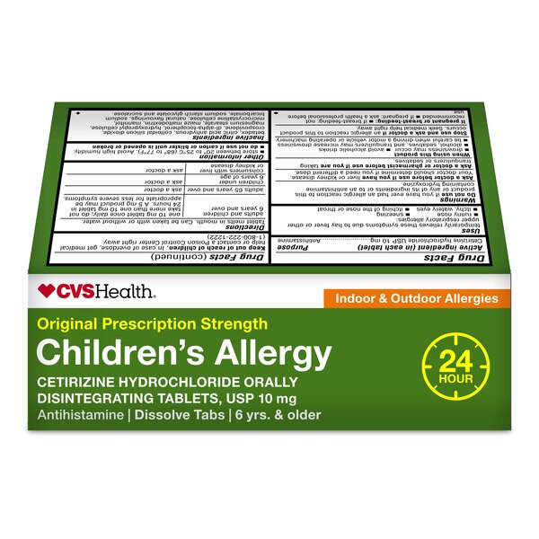 CVS Health Children's 24HR Allergy Cetirizine HCl Orally Disintegrating Tablets, Orange, 24 CT
