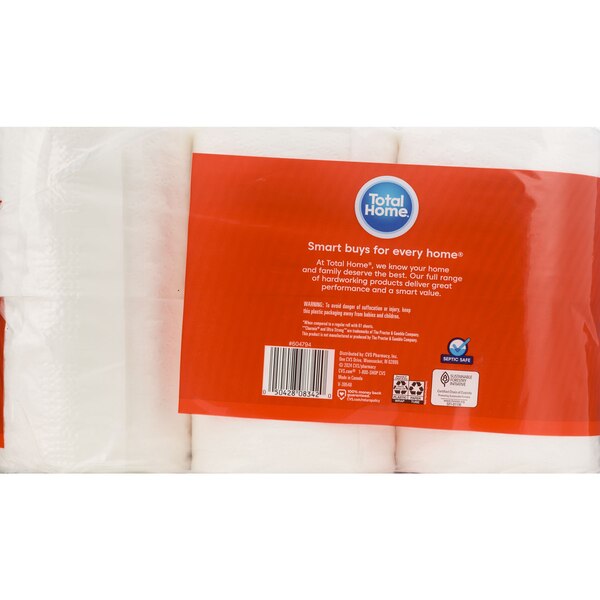 Total Home Ultra Strong Premium Toilet Paper, 12 Mega Rolls