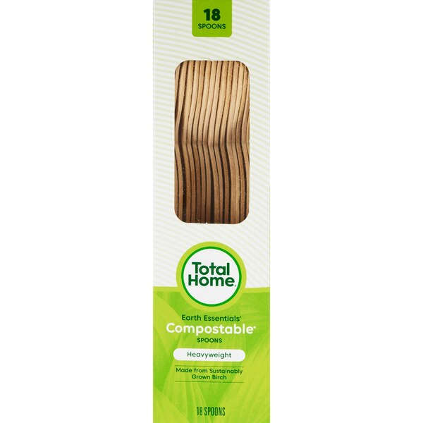 Total Home Earth Essentials Compostable Birch Cutlery, 18CT