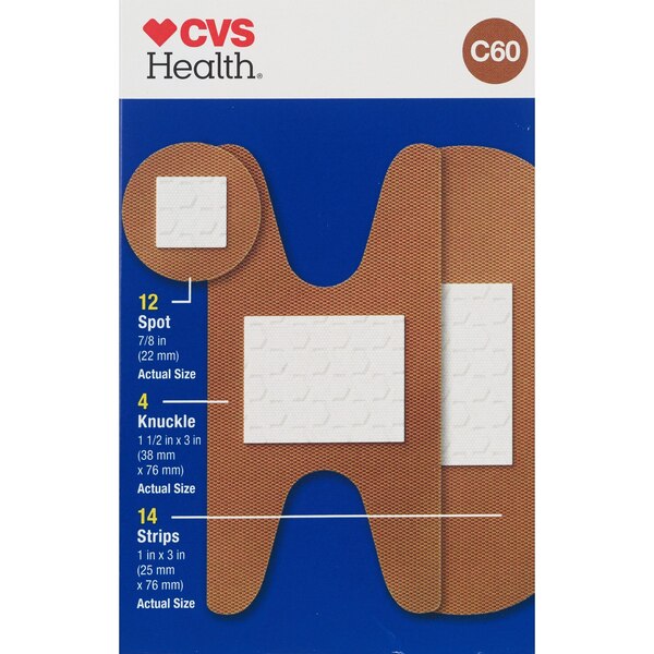 CVS Health Flexible Fabric Antibacterial Bandages, Assorted Sizes, 30 CT