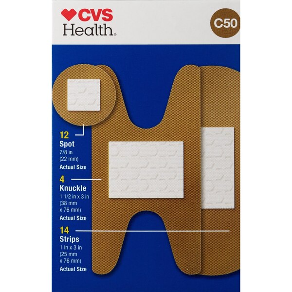 CVS Health Flexible Fabric Antibacterial Bandages, Assorted Sizes, 30 CT
