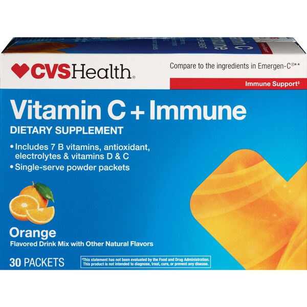 CVS Health Vitamin C + Immune Dietary Supplement, Orange, 30 CT