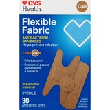 CVS Health Flexible Fabric Antibacterial Bandages, Assorted Sizes, 30 CT, thumbnail image