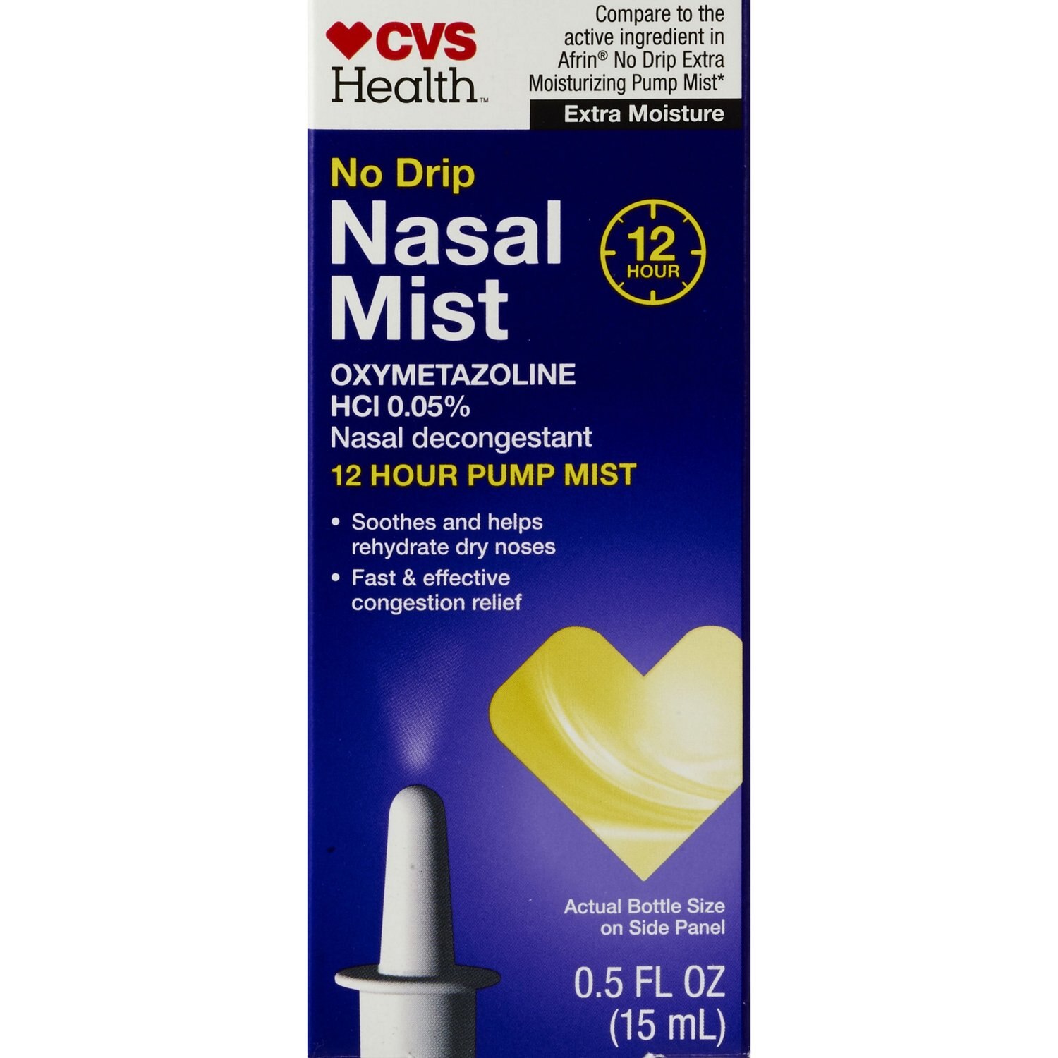 CVS 12HR No Drip Nasal Mist Oxymetazoline 0.05%, 0.5 OZ