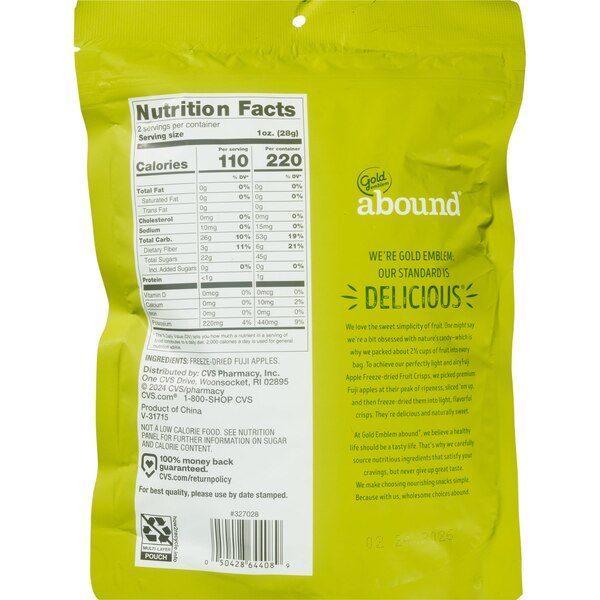 Gold Emblem Abound Freeze Dried Fuji Apple Fruit Crisps, 2 oz