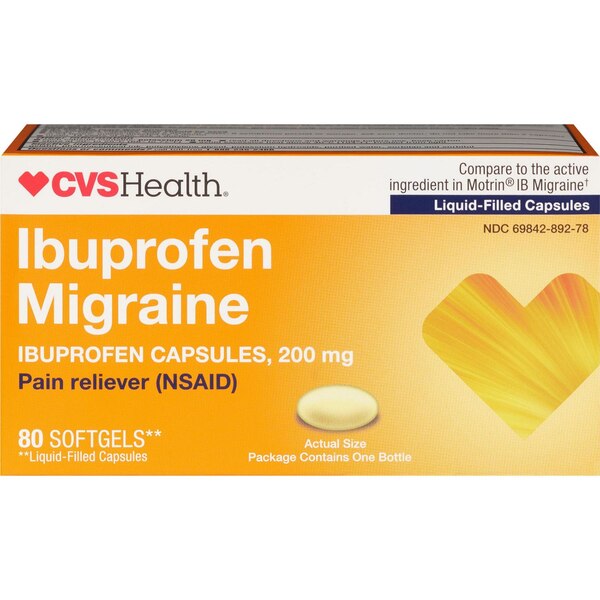 CVS Health Ibuprofen Migraine 200 MG Softgels