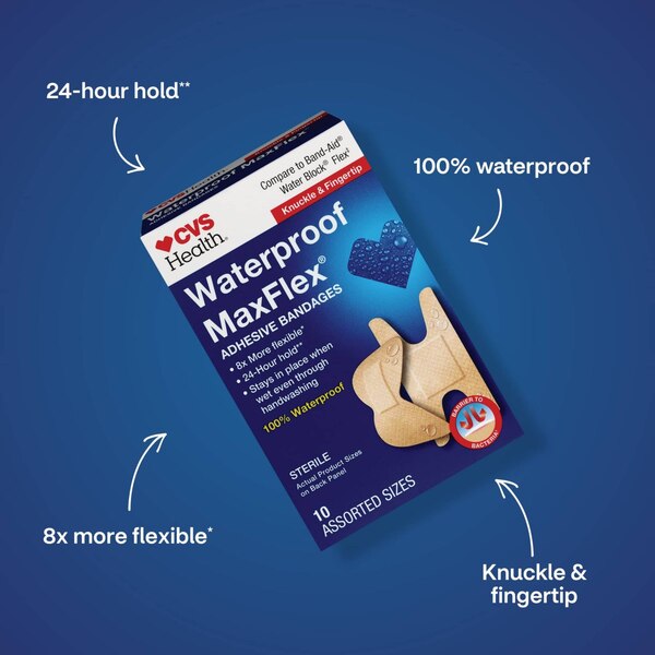 CVS Health Waterproof MaxFlex Knuckle & Fingertip Adhesive Bandages