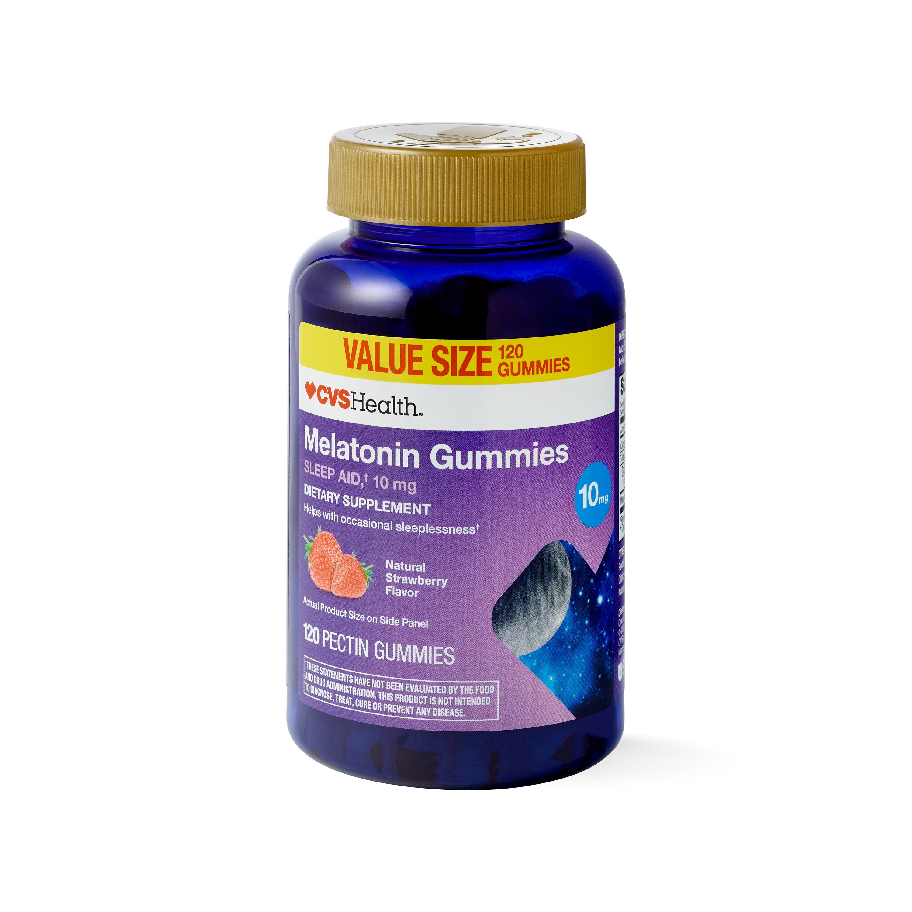 CVS Health Melatonin Pectin Gummies, 10 mg, Natural Strawberry Flavor, 120 CT
