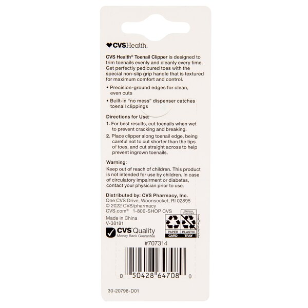 CVS Health Non-Slip Grip Toenail Clipper, 1 CT