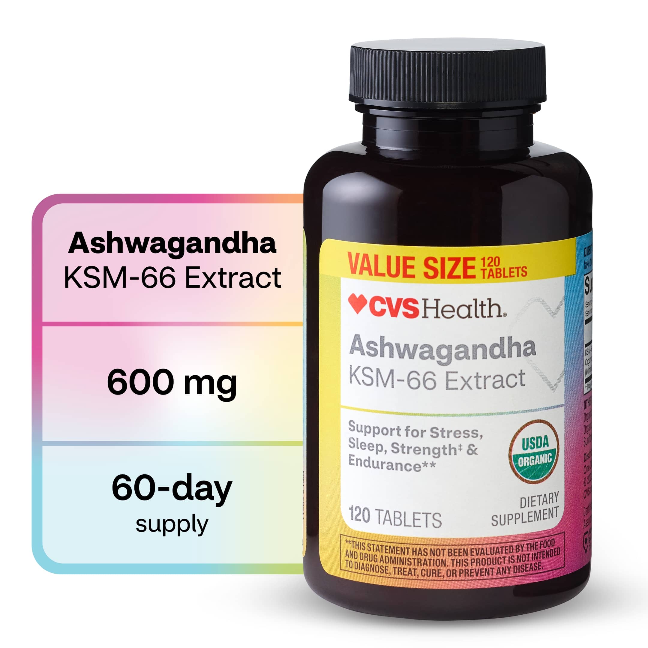 CVS Health Ashwagandha Ksm-66 Tablets Value Size, 120 CT
