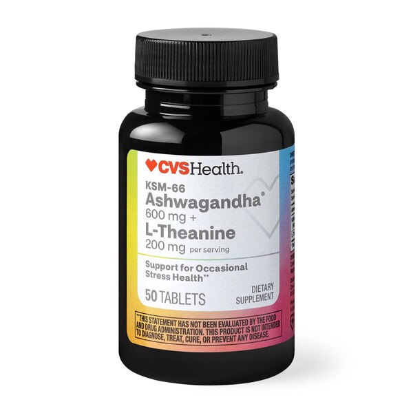 CVS Health Ashwagandha & L-Theanine Tablets, 50 CT