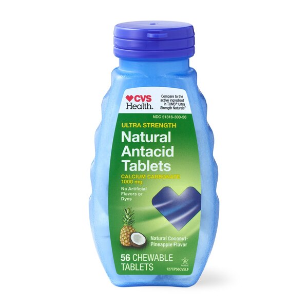 CVS Health Ultra Strength Natural Antacid Tablets, Coconut Pineapple, 56 CT