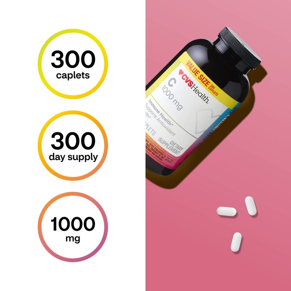 CVS Health Vitamin C Caplets, 300 CT