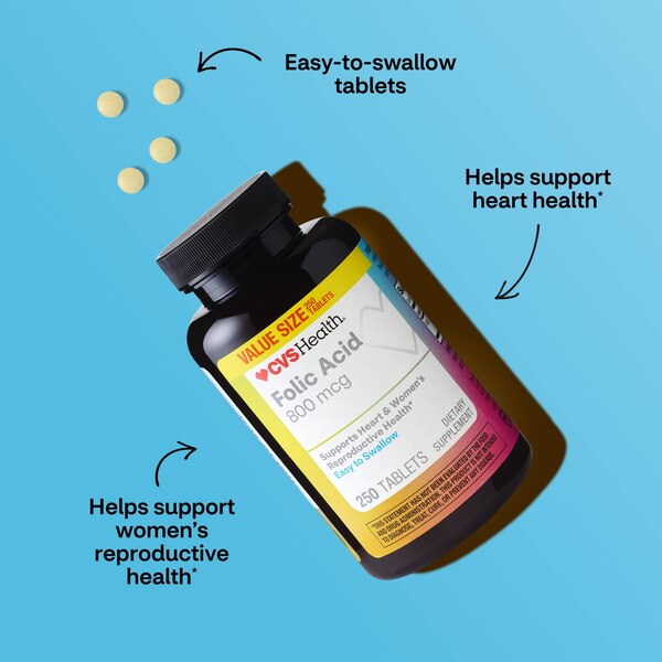 CVS Health Folic Acid Tablets, 250 CT