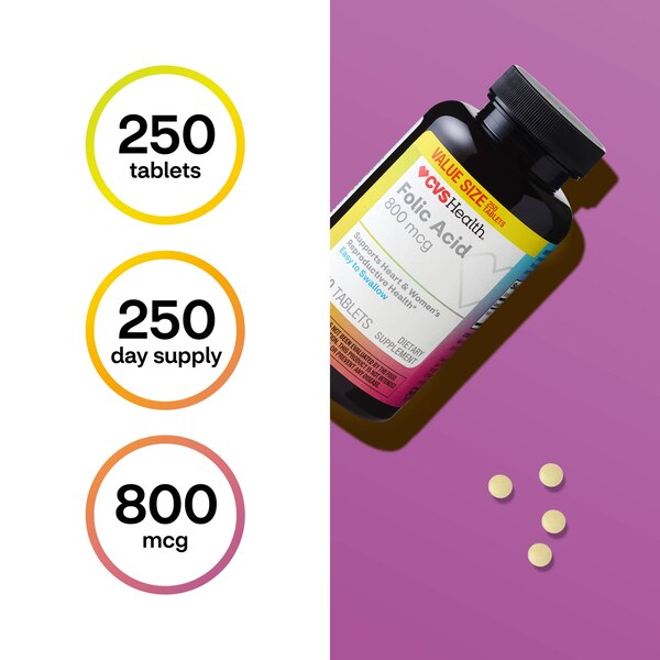 CVS Health Folic Acid Tablets, 250 CT